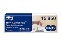 Tork Xpressnap Servilleta suave Blanca para Dispensador N4, Plegado 1/2, 2 capas, 21 cm × 17 cm, 8 × 1000 servicios, 15850