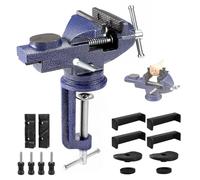 Tornillo de banco de 7,62 cm, rotación universal de 360°, tornillo de banco con mordaza multifuncional para carpintería, perforación, sierra, trabajo de metal