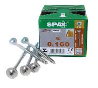 SPAX 251010801605 - Tornillo para madera, 8,0 x 160 mm, 50 unidades, T-Star Plus, cabeza de placa, rosca parcial, 4CUT, WIROX A3J, 0251020801605, 10