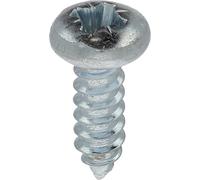 Tornillo de chapa de acero inoxidable A4 cilíndrico abombado Pozidrive, 4,2 mm x 13 mm, DIN 7981, zinc blanco, lote de 50