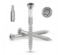 Tornillo de terraza INOX A2: 5 x 70 mm cabeza avellanada reducida TORX Ø 5 x 70 mm | Tornillos para madera terrazas/planas/revestimientos | Acero inoxidable A2 (V2A/304) | 3 puntas incluidas: lote de