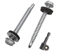 Tornillos autoperforantes de 4,8 x 50 mm, con juntas de sellado, paquete de 250 unidades