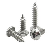 Tornillos autorroscantes de cabeza plana, Tornillo penetrante principal redondo de la cacerola cruzada pequeña del acero inoxidable 304(10MM,M1.7-200PC)