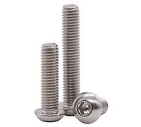 Tornillos de cabeza de botón M10-1,5 x 75 mm de acero inoxidable 304 18-8 tornillos de casquillo hexagonal, accionamiento hexagonal Allen, rosca completa, rosca gruesa UNC, 6 piezas