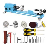 Torno de madera, mini máquina de torno multiusos, corte de torno, pulido, kit de herramientas de torno profesional