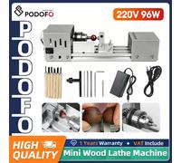 Torno de Madera Mini Podofo de 24V, 2000 a 8000 RPM, Torno de Banco para Pulir con Juego de 6 Herramientas de Tallado, Juego de Herramientas para Trabajar la Madera DIY