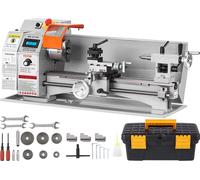 Torno metálico de 17,8 x 40,6 cm. Torno de metal, 50-2500 RPM. Torno de mesa. Torno de mesa de 800W. 9 roscas métricas (de 0,5 a 3 mm). 10 roscas en pulgadas (de 10 a 44 TPI). Cono de husillo MT5