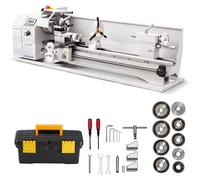 Torno metálico VEVOR, 220 x 762 mm, 1100 W, ideal para talleres, con velocidad variable hasta 3000 RPM, botón de parada de emergencia, 8 herramientas métricas de 0,5-2,5 mm, 8 herramientas de rosca en