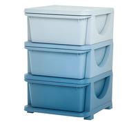 Torre de almacenamiento de plástico HOMCOM para niños con 3 cajones, cajas de almacenamiento, cajones para guardar juguetes para dormitorio Azul