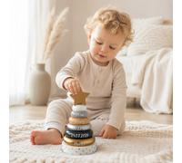 Torre de apilamiento personalizada para nacimiento – Plata-Oro con estrella – Impresión