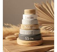 Torre de bloques personalizada para nacimiento con nombre y datos de nacimiento – Gris – Sin personalización