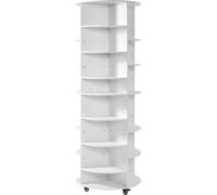 Torre giratoria para zapatos de 7 niveles con estantes ajustables, expositor tipo carrusel giratorio de 360° con ruedas, organizador tipo "Lazy Susan" para armarios, dormitorios, salas de estar, recib