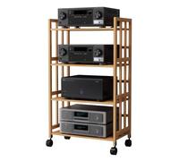 Torre HiFi o rack, estante rodante para CD Sto de 4 niveles, cine en casa AV nd con ruedas, gabinete Slish Ma para dispositivos electrónicos y accesorios