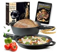 Tortillada - 2 en 1 Combo Cooker Juego de Olla (3.5l) y Sartén (26 cm) De Hierro Fundido + Mango De Protección + E-Book con 50 Recetas