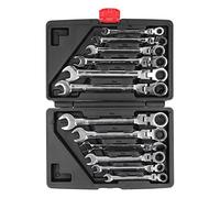 Torvex Juego de llaves de trinquete con cabeza flexible, 12 piezas, métricas, 8-19 mm, con estuche