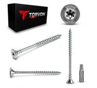TORVON Tornillos espaciadores de alta calidad, 6,0 x 60 mm, 200 unidades, cabeza avellanada TX30, punta de fresado con muescas de corte, doble rosca, revestimiento de cera para construcción de madera