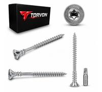TORVON Tornillos espaciadores de alta calidad, 6,0 x 90 mm, 100 unidades, cabeza avellanada TX30, punta de fresado con muescas de corte, doble rosca, revestimiento de cera para construcción de madera