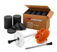 TORVON WDVS SET (Taco aislante de Ø10x90mm con clavo de plástico 200 unidades + Anillos de poliestireno EPS Ø67x16mm 200 unidades + Fresadora de poliestireno 1 unidad) Tacos de impacto para