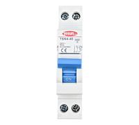 Tosun Interruptor Magnetotérmico 1P+N 40A 6kA, Montaje Carril DIN, Protección Eléctrica, Blanco
