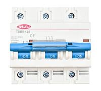 TosunLux Magnetotérmico TSB5-125 3P 125A 6kA Curva C, Interruptor Automático Trifásico para Carril DIN, Blanco