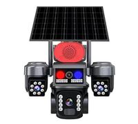Tosuny Cámara de Seguridad de 3 Lentes Outdoor Inalámbrico, Vista Panorámica de 360 °, Energía Solar, Cámara WiFi de 2.4 GHz de Detección Humana, IP66, Visión Nocturna de Color IP66