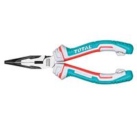 TOTAL - Alicate de Boca Plana Reforzado - 180 mm - Adecuado Para Sujetar, Doblar y Cortar - Protección Anticaídas - Fabricado en Cromo Vanadio - Mango de Fibra en 3 Materiales
