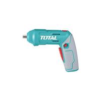 TOTAL - Atornillador a Batería 4V - Inserción de 1/4'' - 2 Posiciones de Trabajo - Puerto de Carga USB Tipo C - Luz LED - Incluye Maletín con 19 Puntas - Batería integrada - No Incluye Cargador