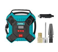 TOTAL - Compresor Portátil a 12V - Bomba de Aire Eléctrica para Inflar Balones, Neumáticos y Colchonetas - Con Adaptador para Cargar en el Coche- Incluye Boquillas