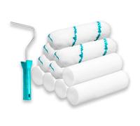 TOTAL - Juego de 10 Rodillos Pintura con Portarrodillos - 5 de Espuma y 5 de Microfibra para Paredes y Techos - 100 mm Antigoteo - Para Superficies Lisas y Medias - Pintura Interior