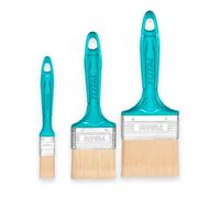 TOTAL - Juego de 3 Brochas Planas para Pintura a Base de Aceite - Cerdas Resistentes - Mango de Plástico - Variedad de Tamaños para Precisión y Cobertura - Uso Profesional y Bricolaje