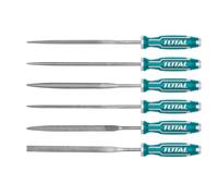 TOTAL - Juego de 6 Limas - 140 mm - Lima Plana, Redonda, Media Redonda, Cuadrada, Triangular y de Cuchillo - Ideal Para Carpintería - Para Limar Madera, Plástico o Metal - Acero Turquesa
