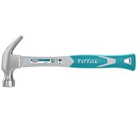 TOTAL - Martillo Carpintero | 220 g | Adecuado Para la Ebanistería y Carpintería | Con Sacaclavos de Pala Curva | Mango de Fibra Bimaterial | Cabeza de Acero al Carbono Forjado