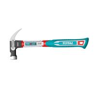 TOTAL - Martillo Carpintero - 450 gr - Adecuado Para la Ebanistería y Carpintería - Con Sacaclavos de Pala Curva - Mango de Fibra Trimaterial - Cabeza de Acero al Carbono Forjado - Función Magnética