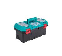 Total - Organizador de Herramientas - Caja de Plástico con Bandeja Extraíble y Tapa Superior - 3 Áreas de Almacenamiento y Función Escala - Asa y Cierres Resistentes - Medidas 436x220x205mm