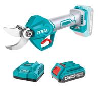 TOTAL - Set de Tijeras de Podar Eléctricas Profesionales - Motor Brushless - Corte hasta 30mm - Incluye Batería de Litio 20V 2Ah y Cargador Rápido - Ideal para Jardinería