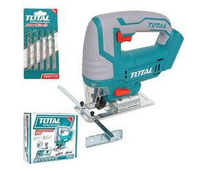 TOTAL - Sierra Caladora a Batería P20S de 20 V - Inalámbrica - Herramienta para Cortar Metal y Madera - Velocidad Sin Carga de 2400 rpm - Incluye 5 Hojas de Sierra