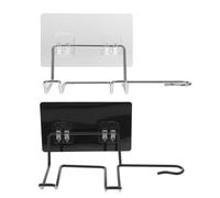 Totority 2 Piezas Soporte Adhesivo para Secador de Pelo de Acero Inoxidable Blanco, Percha de Baño sin Taladro, Diseño Moderno y Ahorro de Espacio para Espacios Pequeños y Detrás Puerta