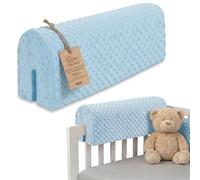 Totsy Baby Chichoneras Cuna Parachoques cunas Bebe 50 cm - Protector Anti caida y Golpe Espuma de Barrera Seguridad niños y niñas para Cama Protection de Valla y Borde Infantil Minky Oeko-Tex Azul