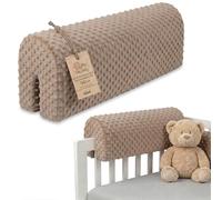 Totsy Baby Chichoneras Cuna Parachoques cunas Bebe 50 cm - Protector Anti caida y Golpe Espuma de Barrera Seguridad niños y niñas para Cama Protection de Valla y Borde Infantil Minky Oeko-Tex Beige