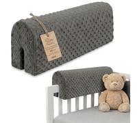 Totsy Baby Chichoneras Cuna Parachoques cunas Bebe 80 cm - Protector Anti caida y Golpe Espuma de Barrera Seguridad niños y niñas para Cama Protection de Valla y Borde Infantil Minky Oeko-Tex Gris