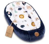 Totsy Baby Nido bebé recién Nacido 90x50 cm - Reductor Cuna Cuco de colecho Minky Winter cálido Capullo Ideal para moisés, góndola y Viaje Arcoiris Azul Oscuro