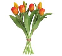 Touosy 7 Piezas Flores Artificiales Decoracion Tulipanes Flores Secas Ramo Planta Artificial Tulipanes Artificiales para Mesa Fiestas Ramos Bodas Hogares Oficinas Hoteles DIY (Naranja)