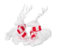 TOVINANNA 2 Piezas Adornos Navideños de Renos Acrílicos Transparentes Bufanda Figuras Decorativas de Ciervos para Mesa y Estantería Decoración Festiva para Hogar