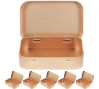 TOVINANNA Caja de Lata Rectangular con Tapa Bisagra Decorativa de Hojalata Ligera para Almacenamiento de Regalos y Pendientes en Fiestas y Festivales, Pack de 6