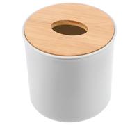 TOVINANNA Caja de Pañuelos Redonda de Madera Tapa para Guardar Pañuelos Decorativo para Baños Hogar