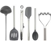 Tovolo Juego de 6 utensilios de silicona (carbón) - Utensilios de cocina y gadgets esenciales para hornear, cocinar, preparar alimentos, parrilla, hogar, apartamento y regalo/sin BPA y apto para