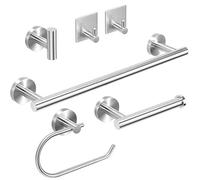 Towel Holders Bathroom Hardware Set - 6 PCS Stainless Steel, Wall Mounted Rails , 40CM Bath Bar +2 Toilet Paper Holders + 3 Robe Hook, Heavy Duty Bathroom Accessories Kit
