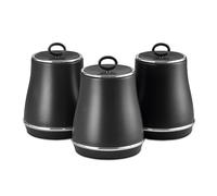 Tower Renaissance T826176BLK - Juego de 3 botes de almacenamiento para café, azúcar, té, 1,5 L, color negro