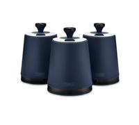 Tower T826137BLU Sera - Juego de 3 botes de acero inoxidable con adornos ahumados, color azul medianoche