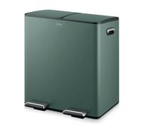 Tower T838022FOR - Cubo de basura con pedal de reciclaje con dos compartimentos de 20 L, cuerpo de acero al carbono, dos cubos interiores, 40 L, verde bosque